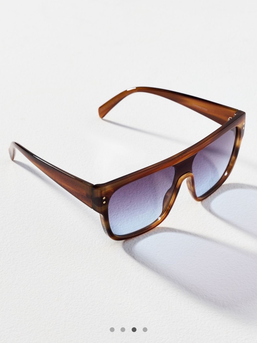 Anthropologie Brown Tortoiseshell Shield Sunglasses with Gradient Smoke Lenses - Picture 13 of 16